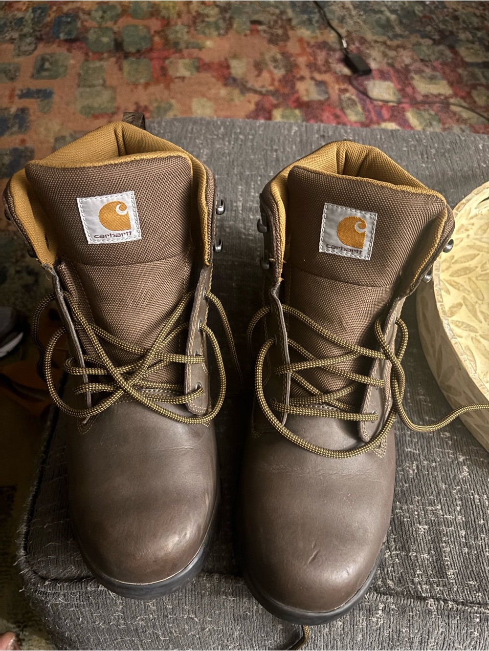 Carhartt Men's Dark Brown Work Boots with Tan Lining